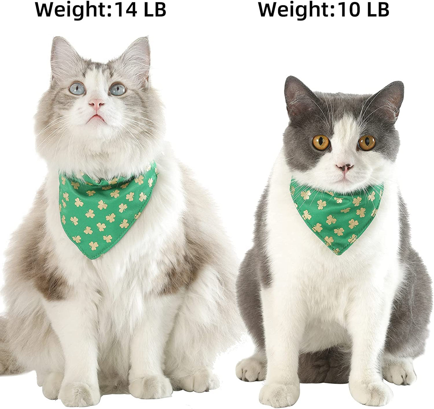 3 Pack Cat Collar with Bandana, Easter Cat Collar with Cute Bow Tie and Bell, for Girl Male Pet Collar, Breakaway, Adjustable, Green, S