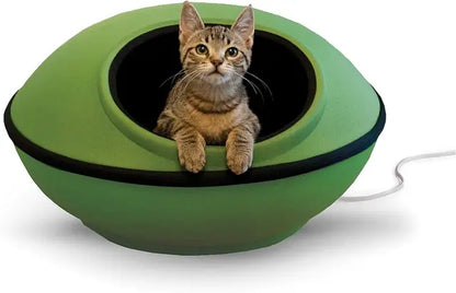 K&H Pet Products Thermo-Kitty Mod Dream Pod Heated Cat Bed for Large Cats, Indoor Heated Cat Cave, Thermal Cat Mat Hideaway For