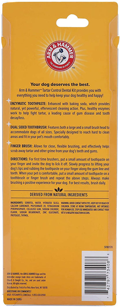 for Pets Tartar Control Kit for Dogs | Contains Toothpaste, Toothbrush & Fingerbrush | Reduces Plaque & Tartar Buildup | Safe for Puppies, 3-Piece , Beef Flavor