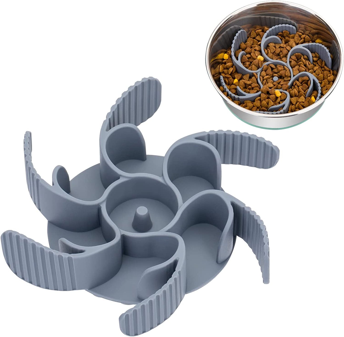 Professional title: "Large Breed and Medium Size Slow Feeder Dog Bowl Insert with 36 Octopus Suction Cups - Cuttable and Compatible with Regular Elevated (Turbine)"