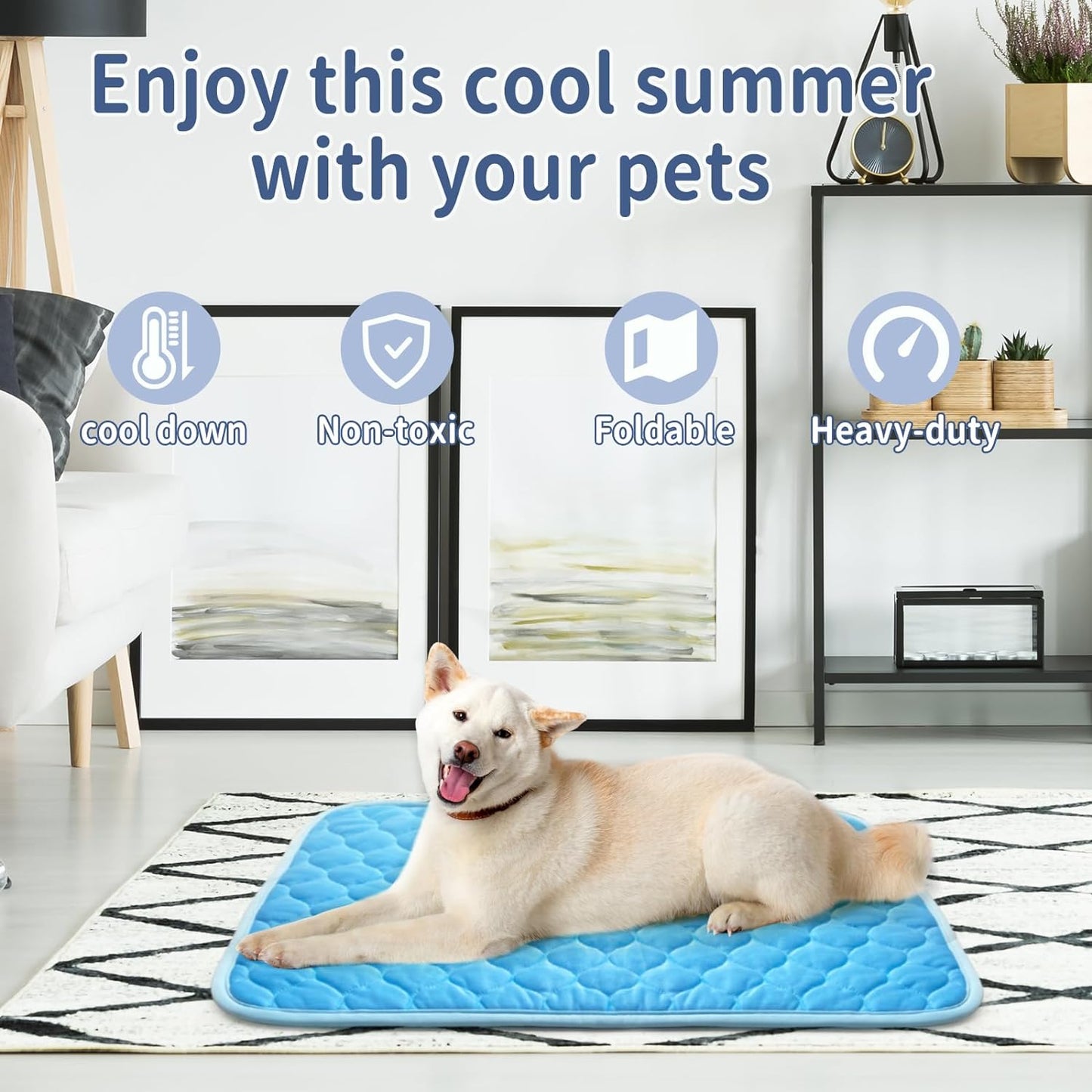 Dog Cooling Mat for Dogs Non-Toxic Self Cooling Pad & Easy Clean in Hot Summer Medium 27X20In