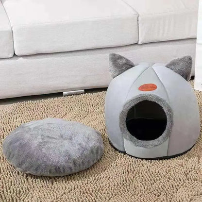 Cat House, 1 Count Cute Cat Bed, Small Pet House with Soft Cushion, Foldable Pet House for Cats & Dogs, Pet Supplies