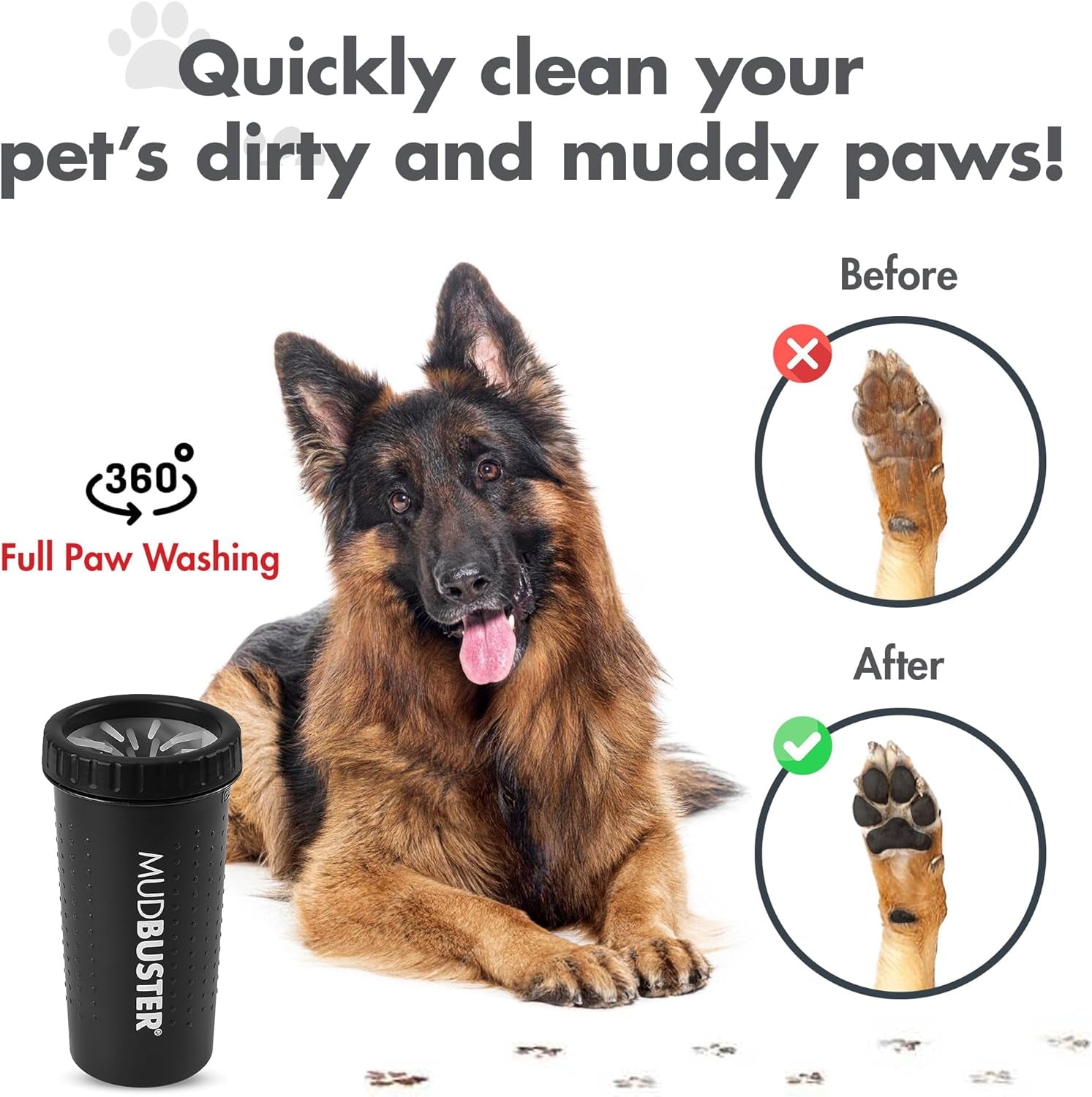 Mudbuster Portable Dog Paw Cleaner, Medium, Matte Black Special Edition Paw Cleaner for Dogs, Premium Quality Pet Supplies and Dog Accessories