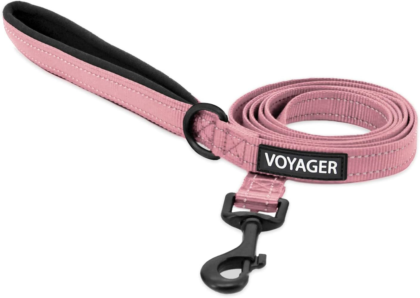 Reflective Dog Leash with Neoprene Handle - 5Ft Long - Supports Small, Medium, and Large Breed Puppies - Ideal for Walking, Running, and Training - Pink - 3/4" X 5Ft