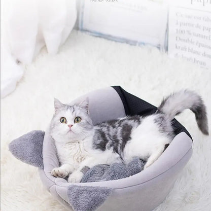 Cat House, 1 Count Cute Cat Bed, Small Pet House with Soft Cushion, Foldable Pet House for Cats & Dogs, Pet Supplies