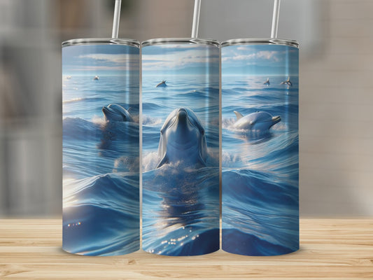 Dolphin Ocean Scene Mugs and Tumbler collection, Beautiful Ocean Wildlife Art, Marine Life Coffee Mug, Great Gift